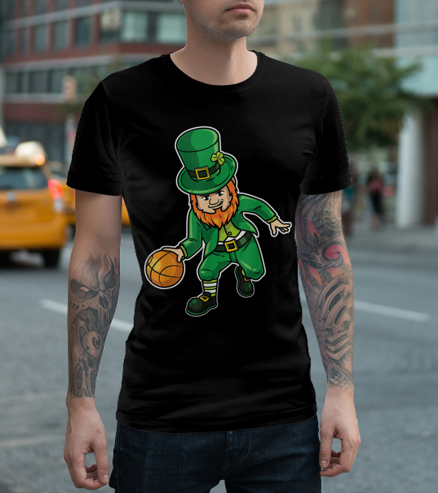 Basketball Leprechaun Dribbling for Saint Patrick's Day March T-Shirt