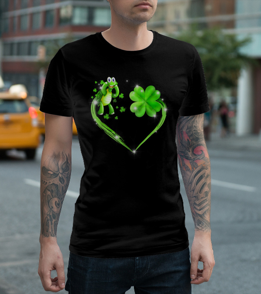 Lucky Shamrock Heart St. Patrick's Day Turtle T-Shirt