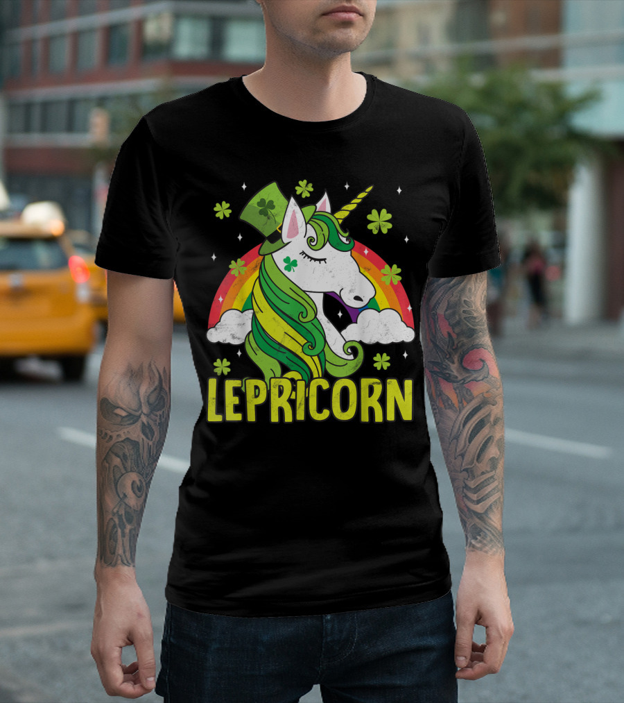 Lepricorn Unicorn Magical St Patricks Day Rainbow Shamrock Elements T-Shirt