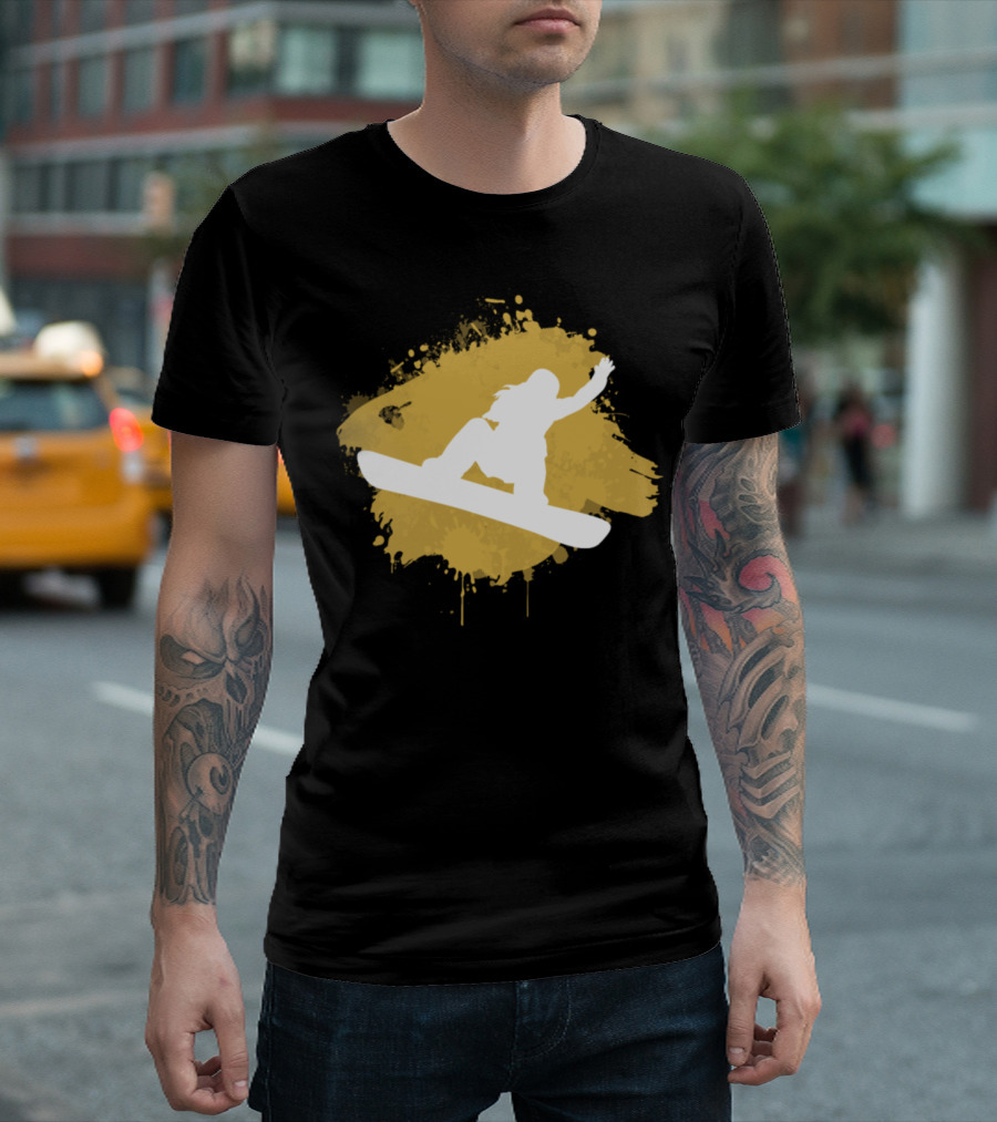 Snowboard Snowboarding Girl Silhouette Splash Classic T-Shirt