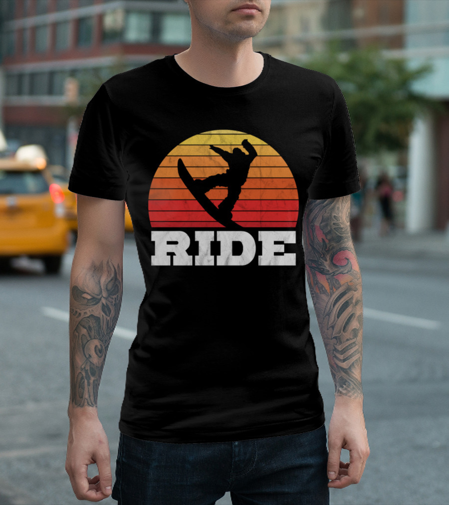 Snowboarding Ride Silhouette Sunset T-Shirt