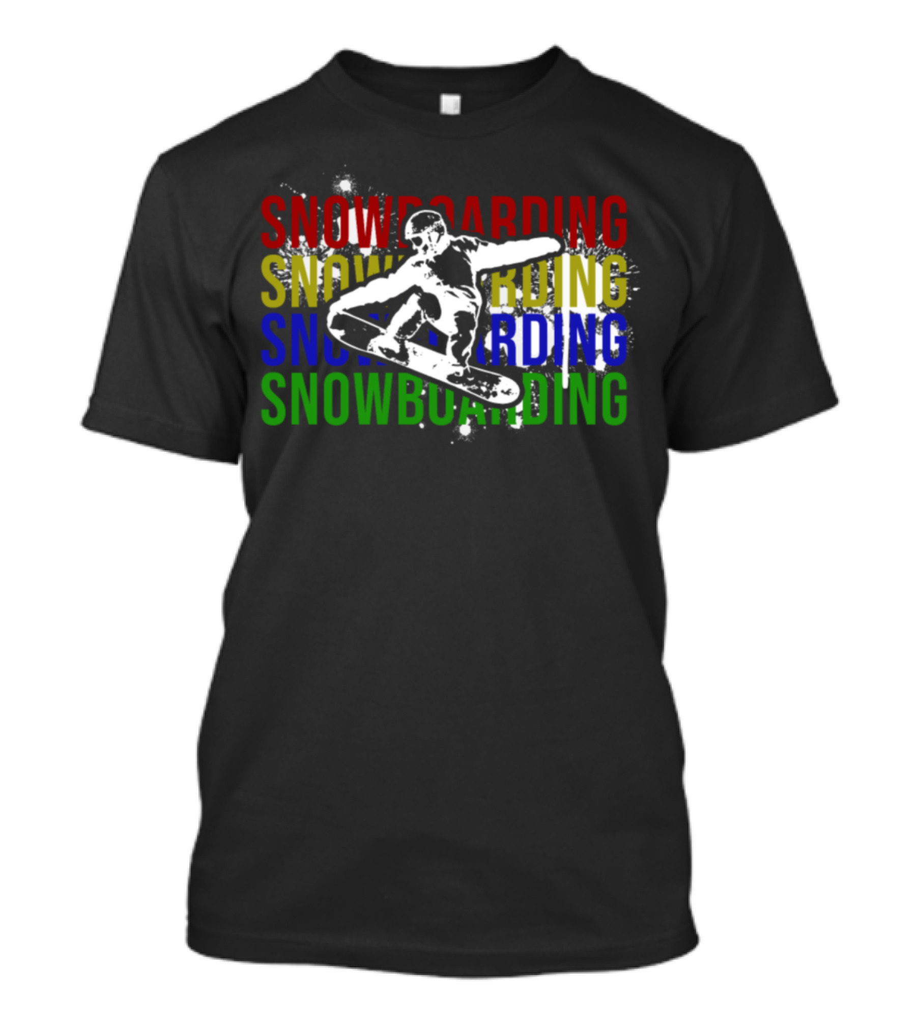 Snowboarding Snowboard Boarders Action Scene Multi-Color Text T-Shirt