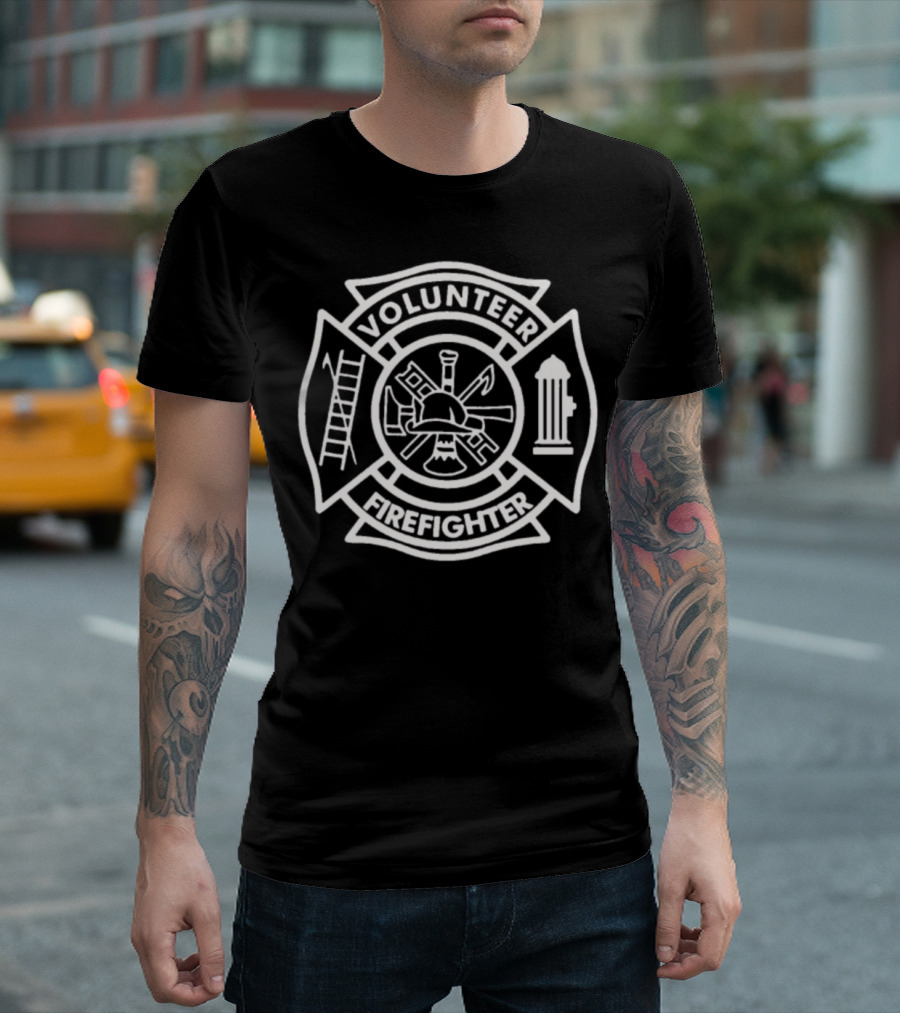 Volunteer Firefighter Maltese Cross Badge T-Shirt