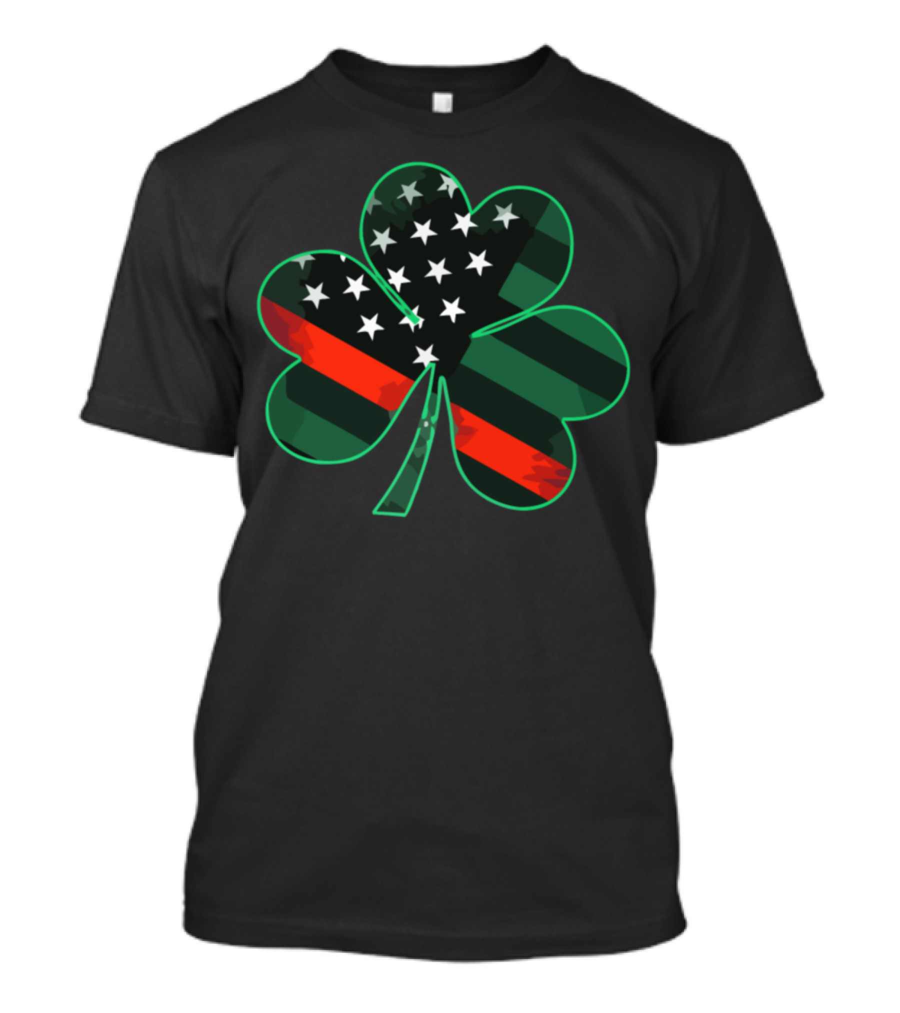 Firefighter American Flag Clover St. Patrick's Day T-Shirt