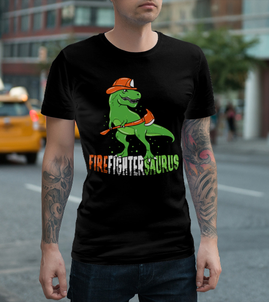 FirefighterSaurus Funny Firefighter Fireman Dinosaur T-Shirt