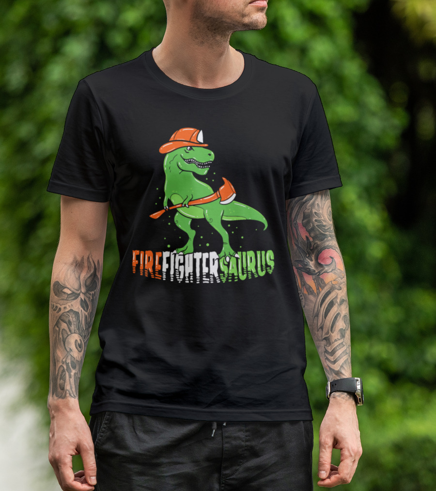 FirefighterSaurus Funny Firefighter Fireman Dinosaur T-Shirt