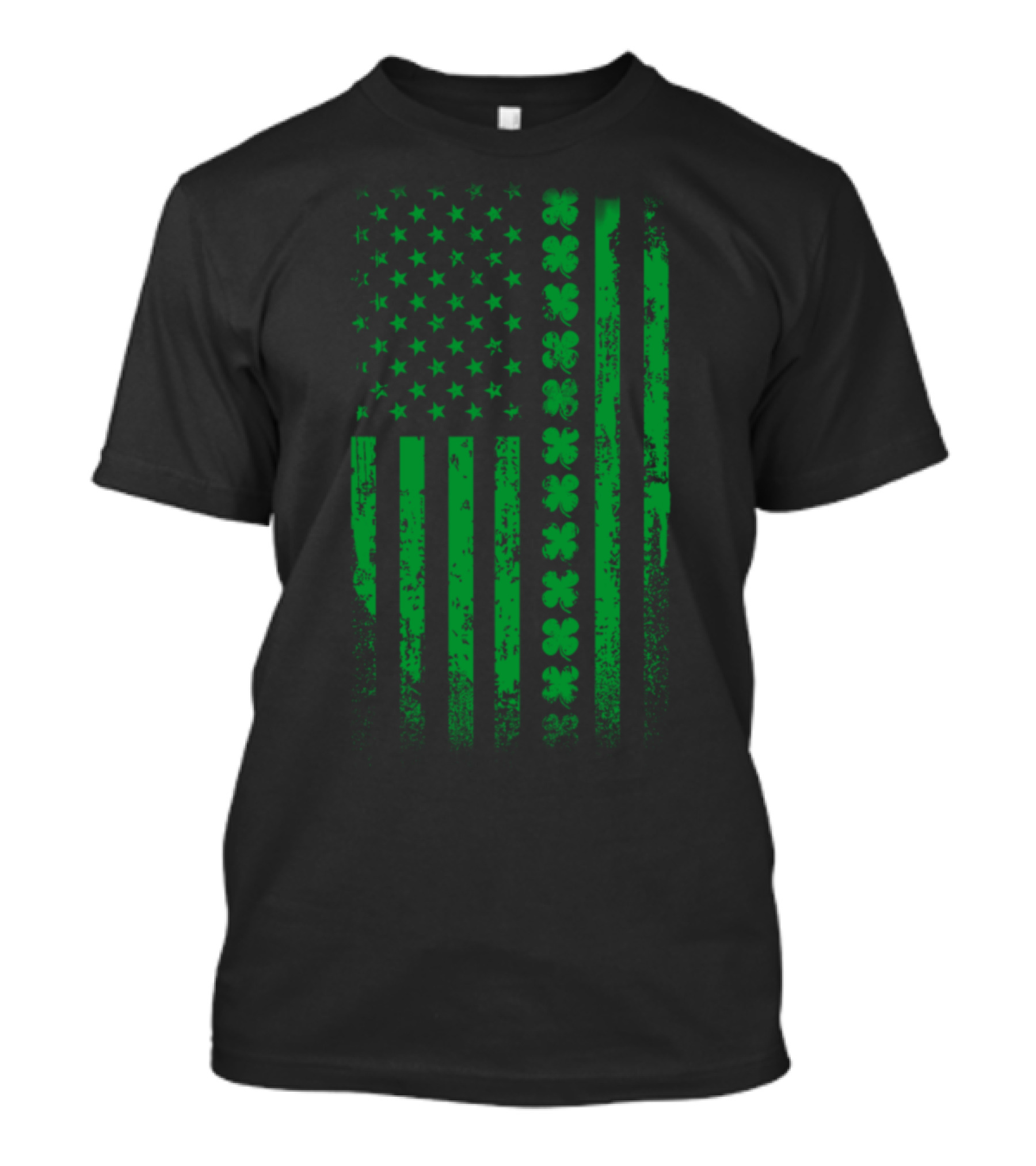 Irish American Flag With Green Shamrock Stripes T-Shirt
