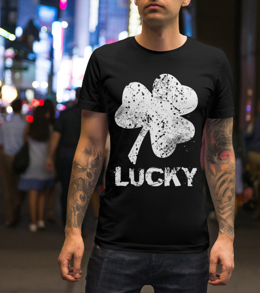 Lucky Distressed Shamrock Vintage T-Shirt