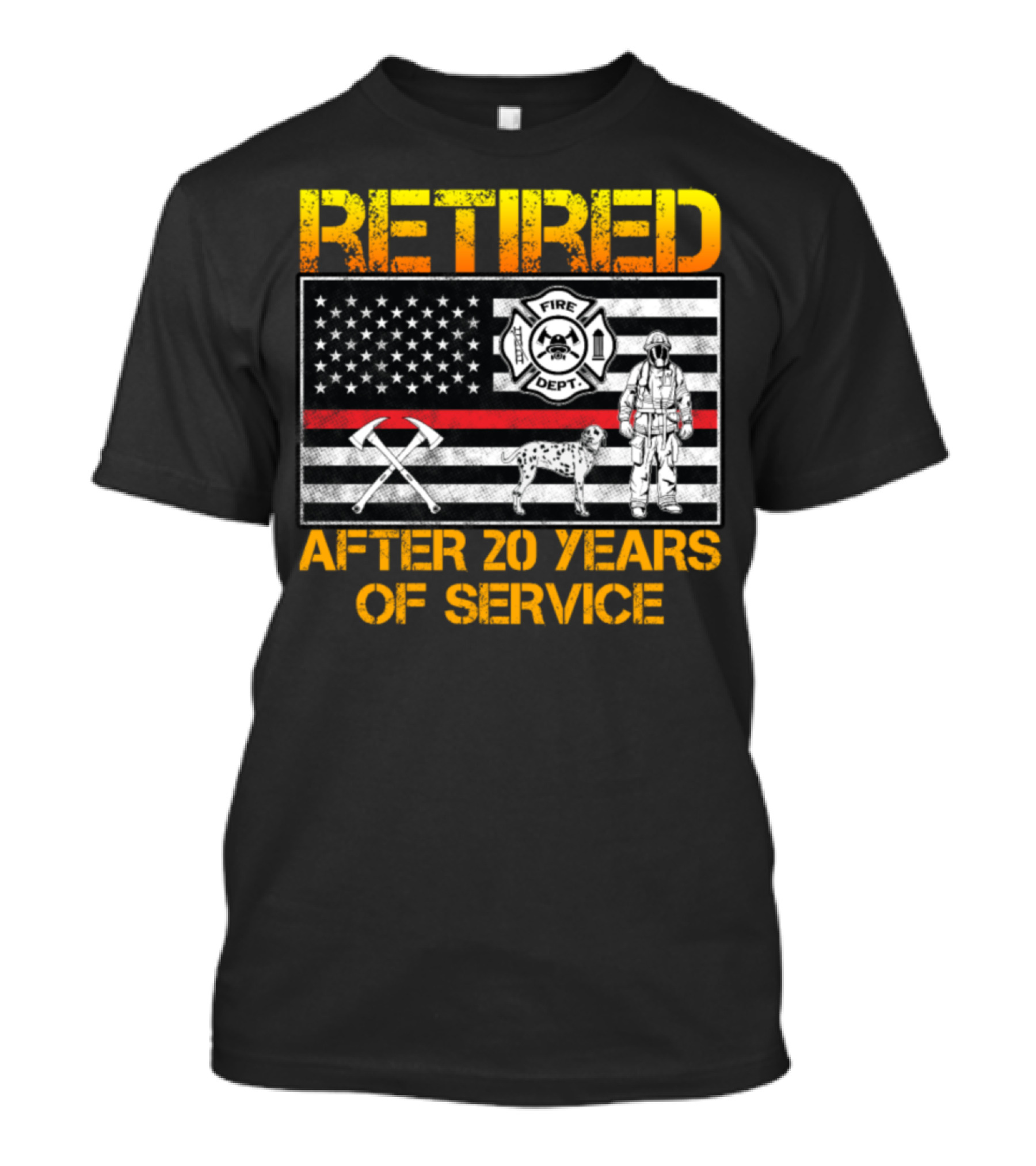 Retired Firefighter After 20 Years Of Service With Fire Dept Maltese Cross And Firefighter Gear T-Shirt