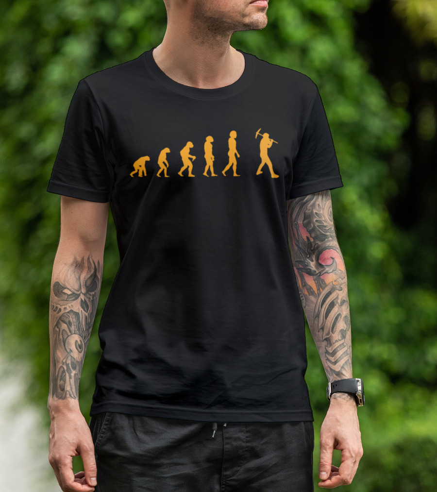 Archeologist Evolution Yellow Silhouette Progression T-Shirt