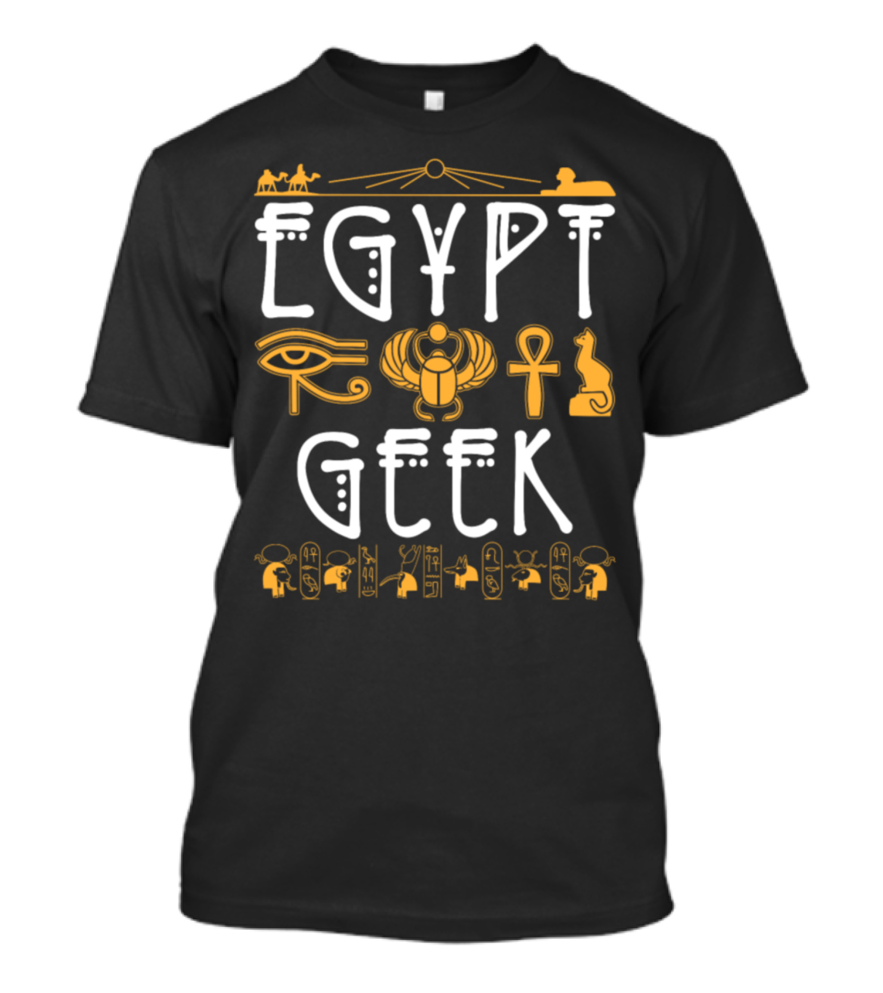 Egypt Geek Eye Of Horus Scarab Ankh Cat Egyptology Archaeologist T-Shirt