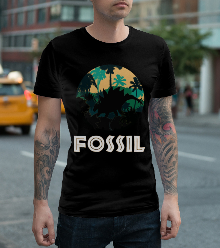 Fossil Jungle Dinosaur Silhouette Tropical T-Shirt