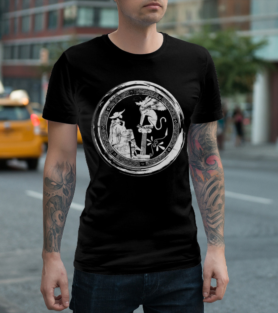Oedipus And The Sphinx Archaeologist Greek Mythology Classic Riddle Iconic Scene T-Shirt