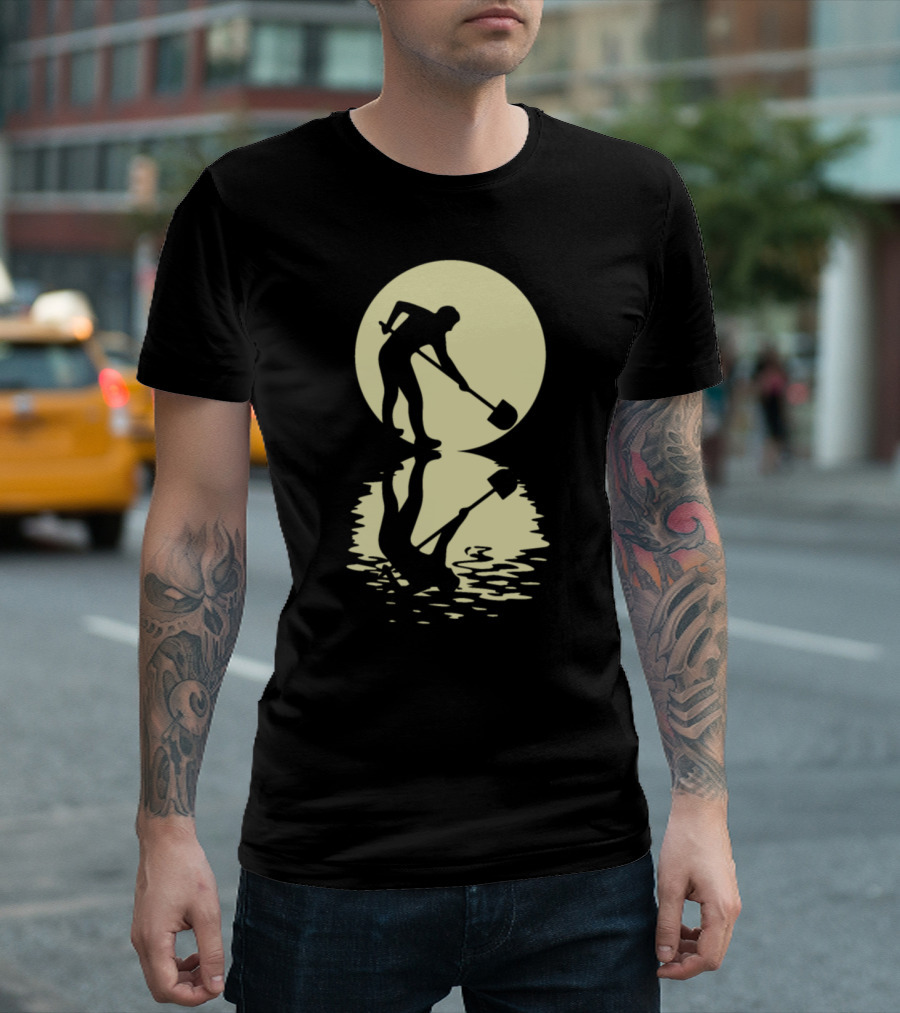 The Archaeologist Searching by Moonlight Reflection T-Shirt