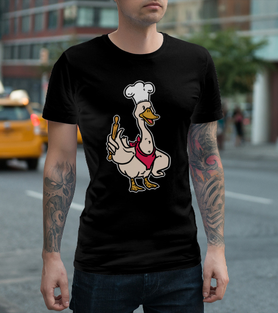 Baker Rolls Confectioner Duck With Rolling Pin Chef Hat T-Shirt