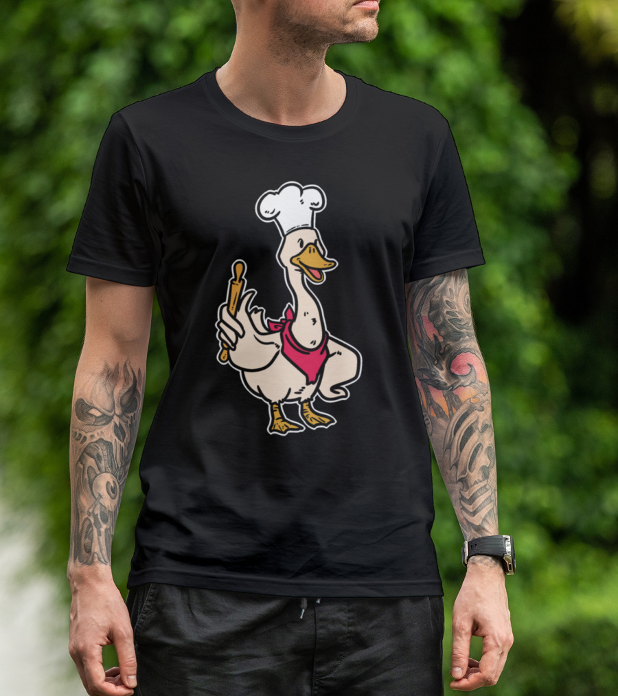 Baker Rolls Confectioner Duck With Rolling Pin Chef Hat T-Shirt
