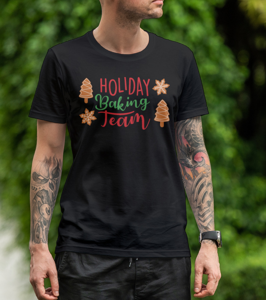 Holiday Baking Team Christmas Cookies Gingerbread Trees Snowflakes T-Shirt