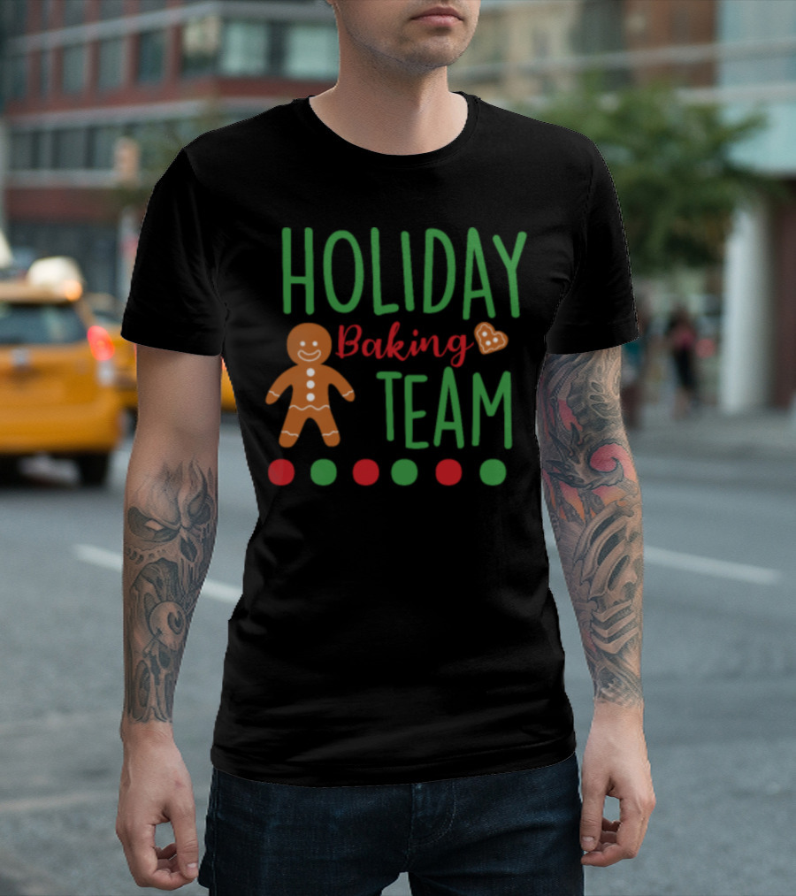 Holiday Baking Team Gingerbread Cookie And Festive Dots T-Shirt