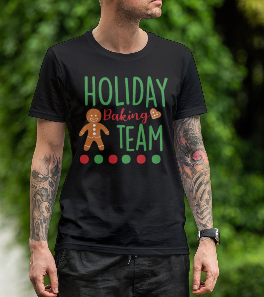 Holiday Baking Team Gingerbread Cookie And Festive Dots T-Shirt