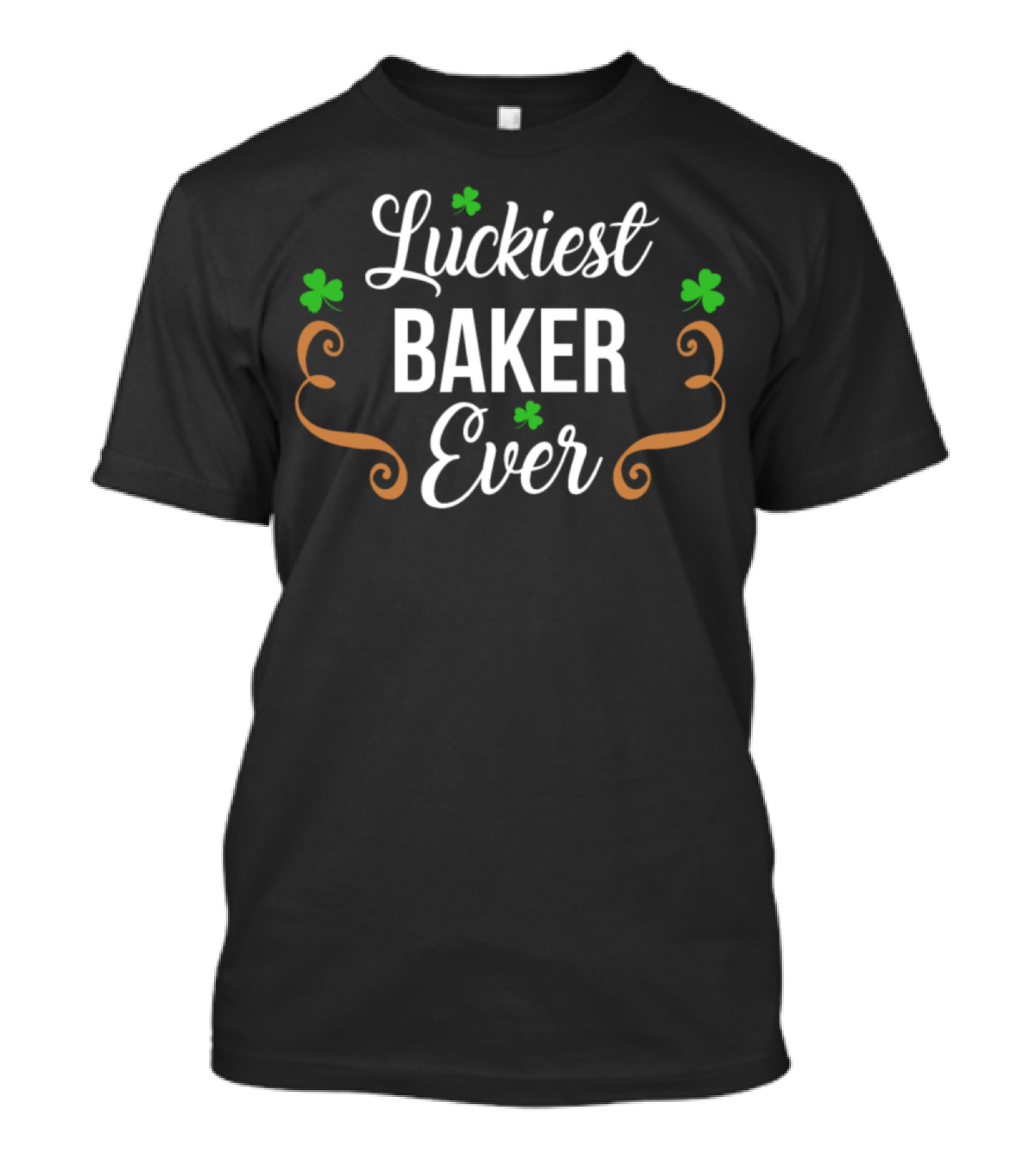 Luckiest Baker Ever Shamrock Swirls T-Shirt
