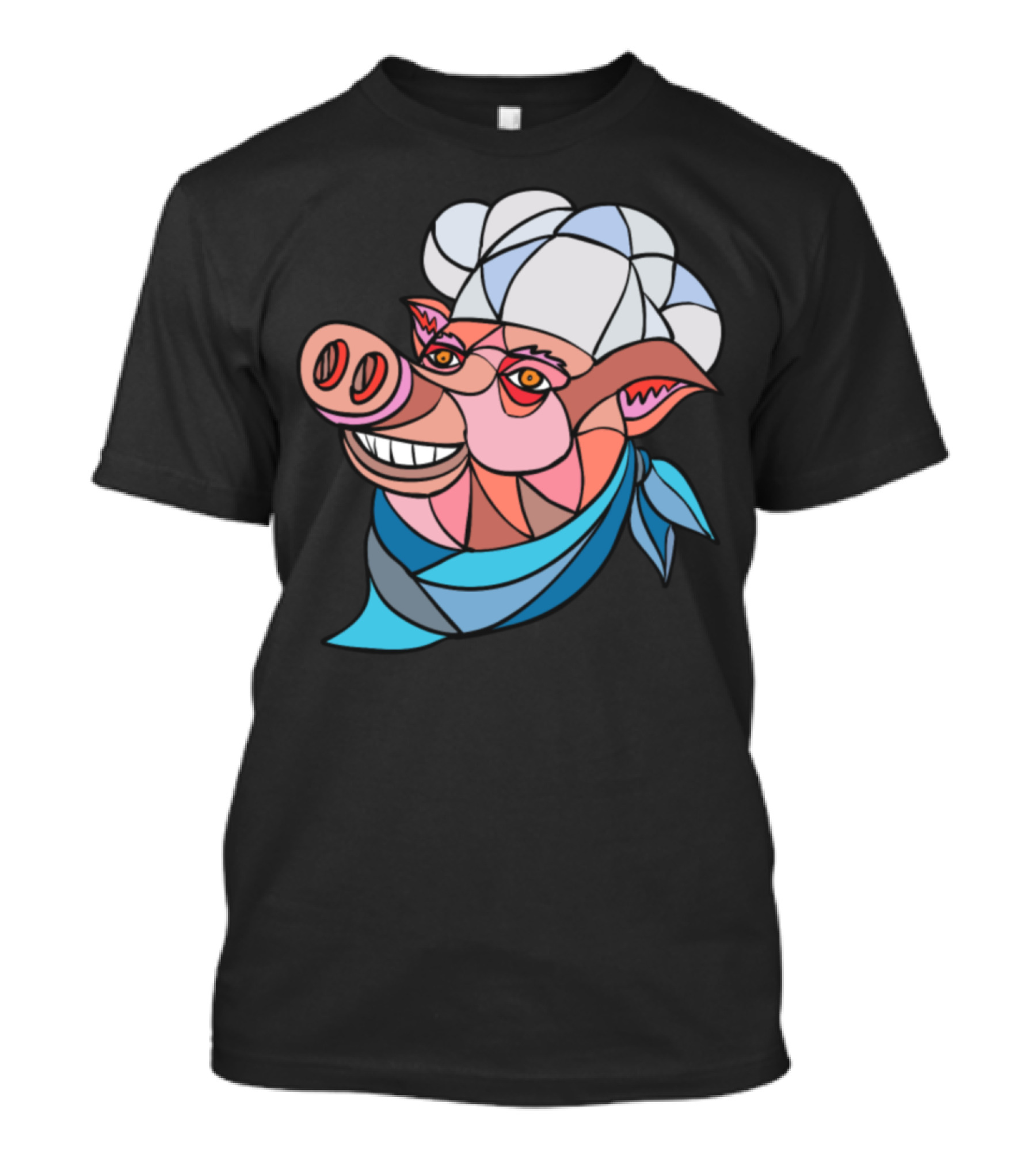 Pig Pork Baker Chef Mosaic Mosaic Color T-Shirt