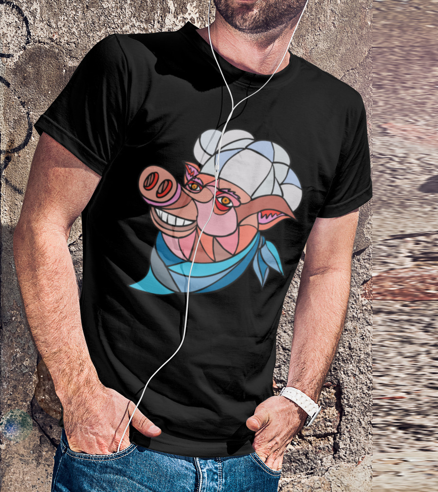 Pig Pork Baker Chef Mosaic Mosaic Color T-Shirt