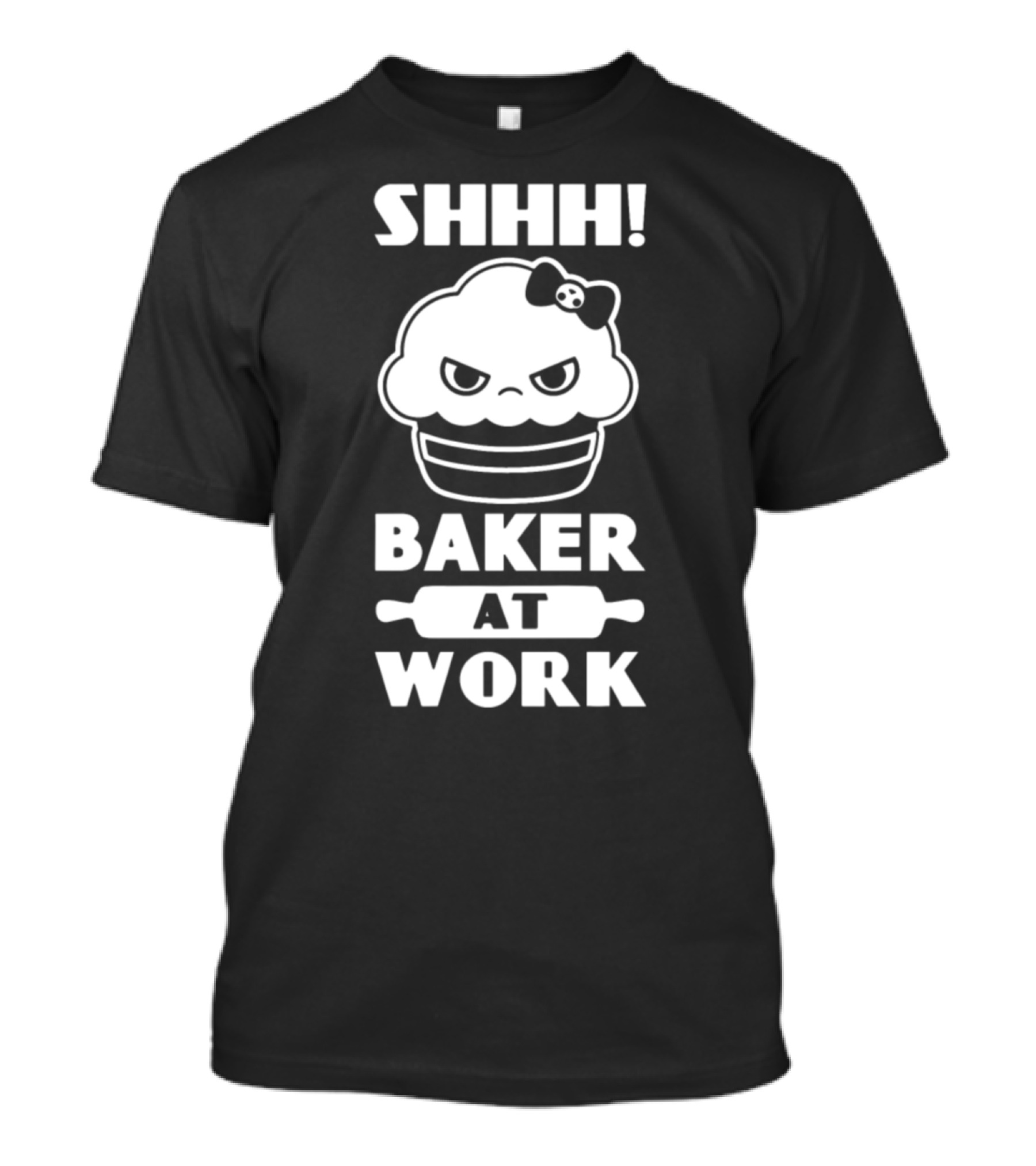 SHHH Baker At Work Angry Cupcake Rolling Pin Bow T-Shirt