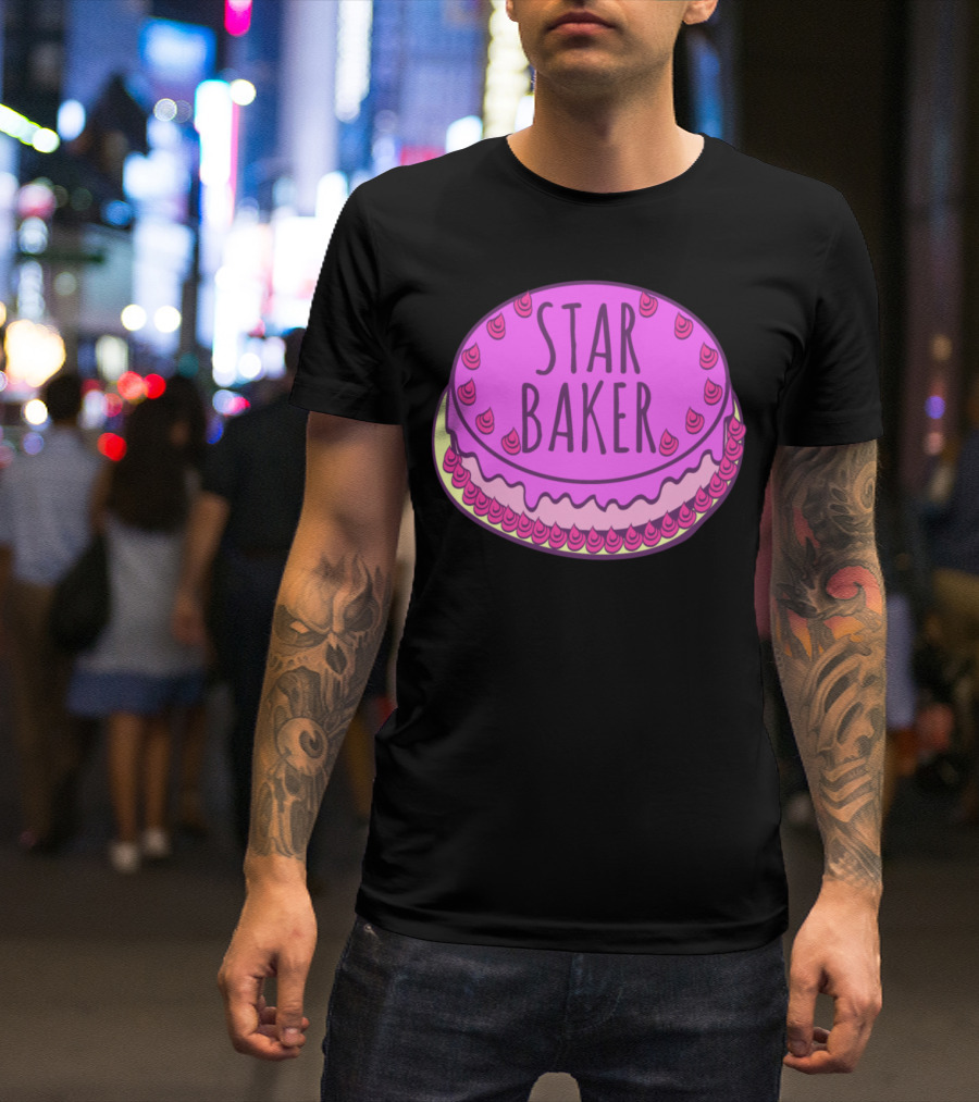 Star Baker Cake Illustration With Pink Frosting For Baking Enthusiasts T-Shirt