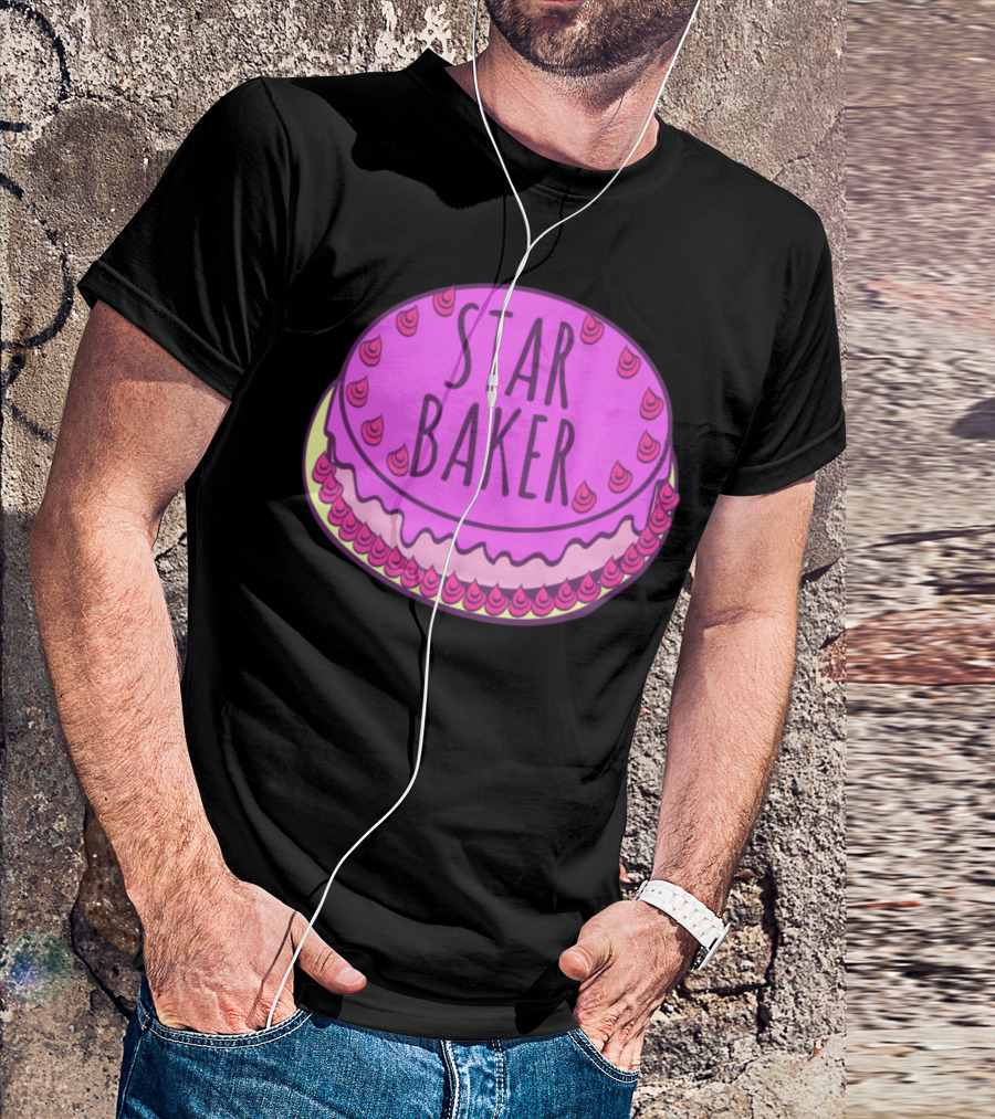Star Baker Cake Illustration With Pink Frosting For Baking Enthusiasts T-Shirt