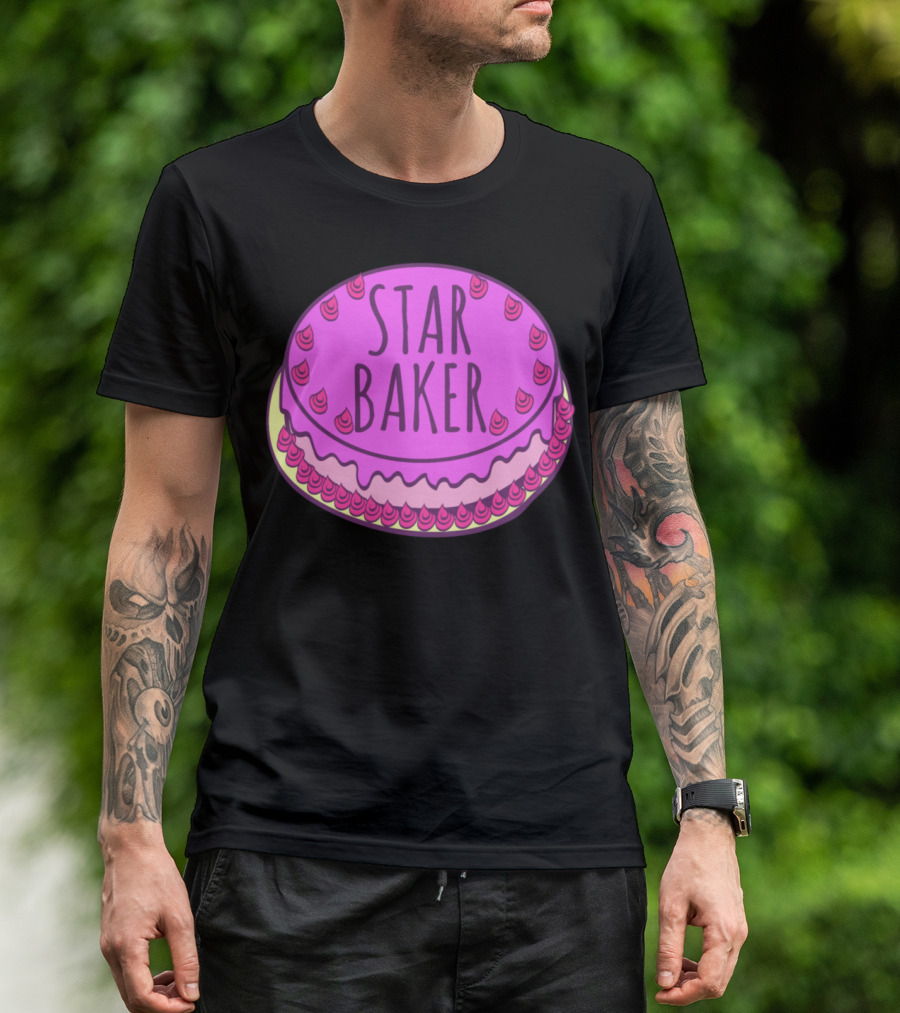 Star Baker Cake Illustration With Pink Frosting For Baking Enthusiasts T-Shirt