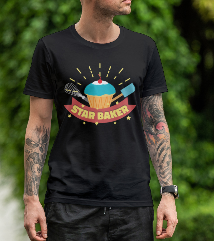 Star Baker Cupcake Muffin Whisk Spatula Funny Baking T-Shirt
