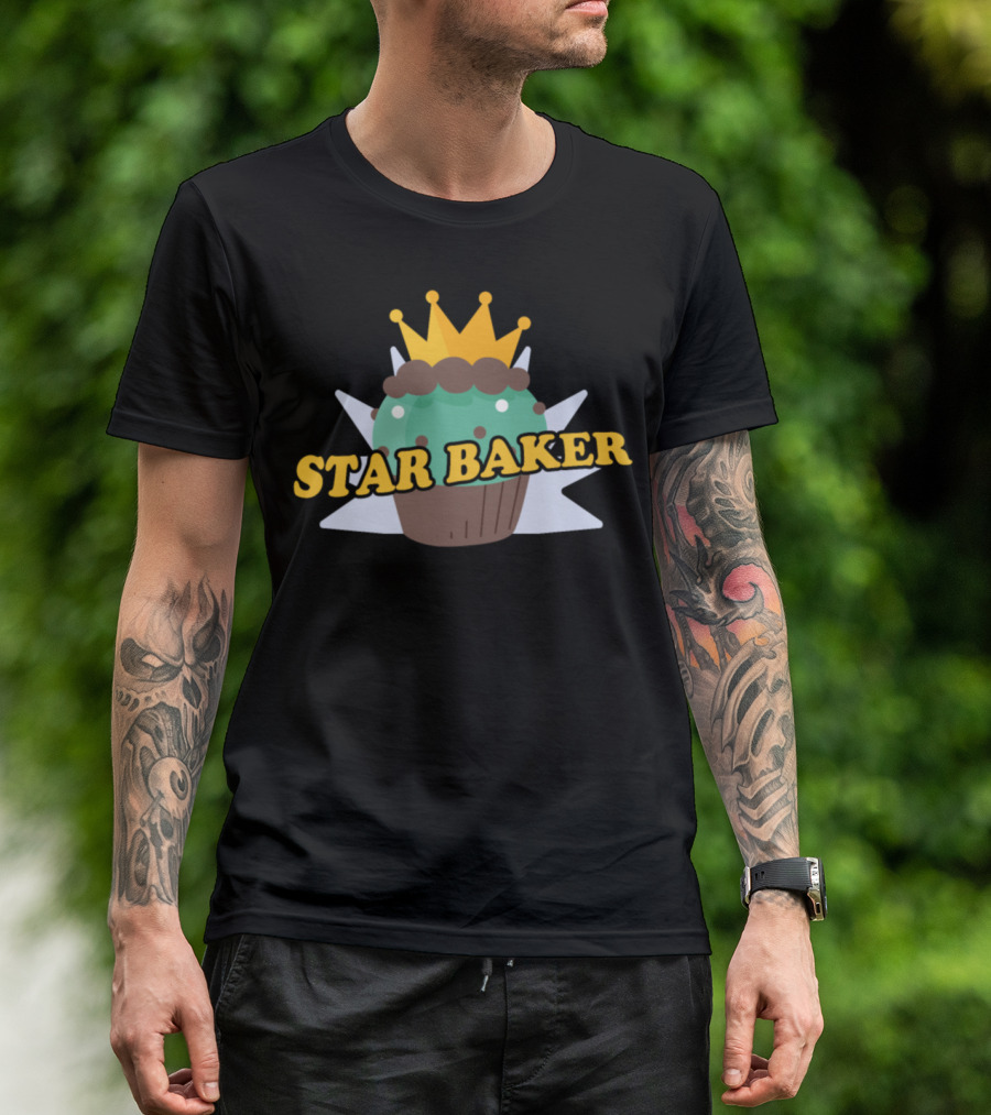 Star Baker Crowned Cupcake Dessert Humor T-Shirt