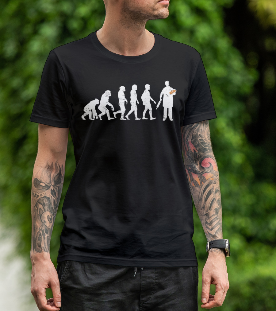 Evolution Of A Baker Carrying Bread Loaf T-Shirt