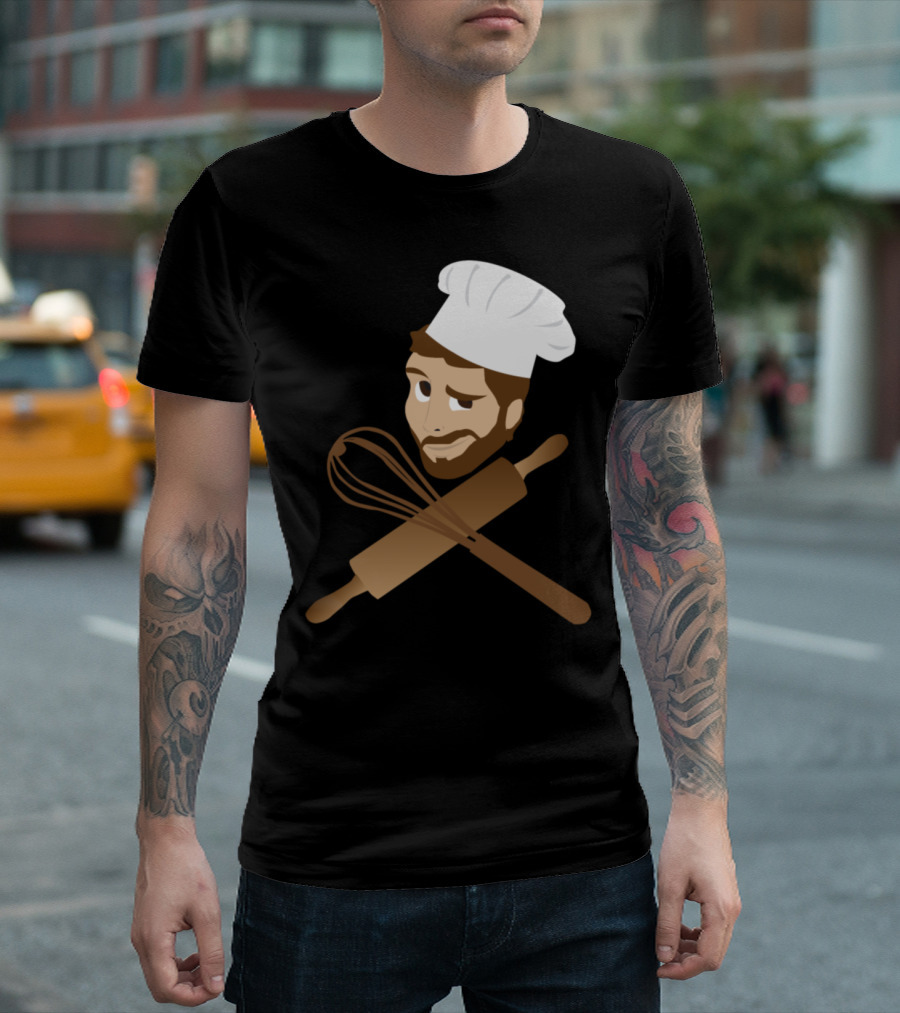 I Love Baking Funny Baker with Chef Hat Whisk and Rolling Pin T-Shirt