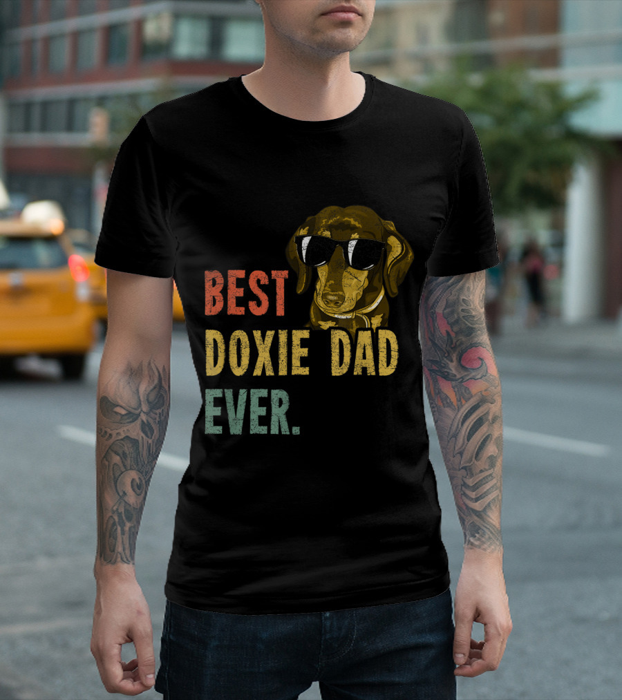 BEST DOXIE DAD EVER RETRO DOG FUNNY FATHERS T-Shirt