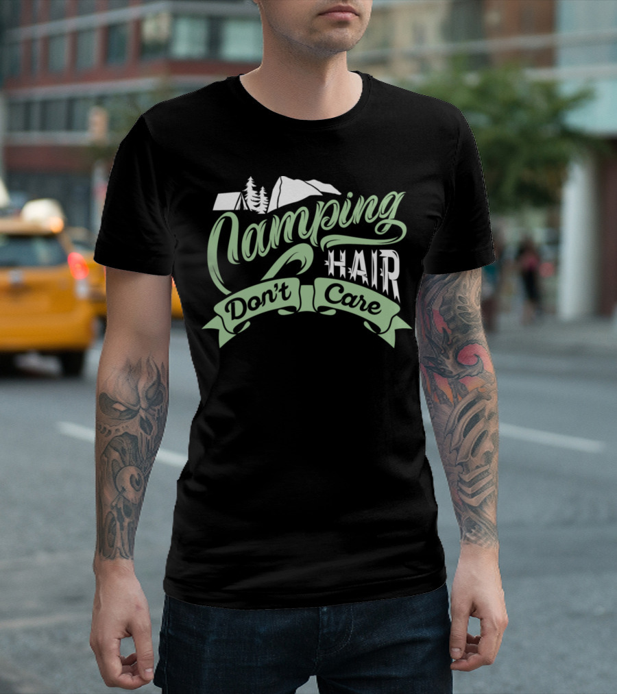 Camping Hair Don't Care Vintage Mountain Pine Tent T-Shirt