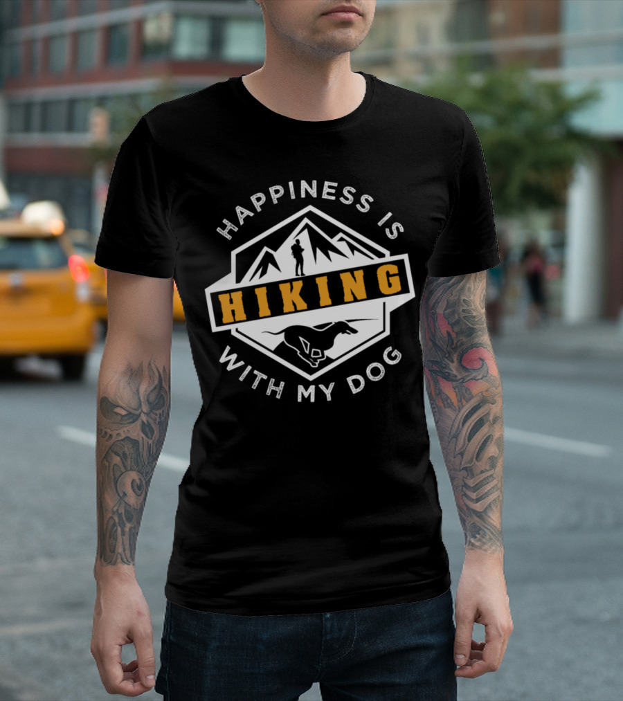 Happiness Is Hiking With My Dog Mountains T-Shirt