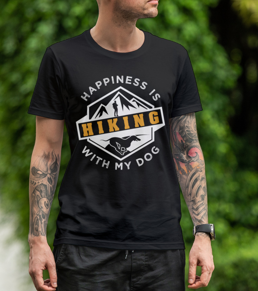 Happiness Is Hiking With My Dog Mountains T-Shirt