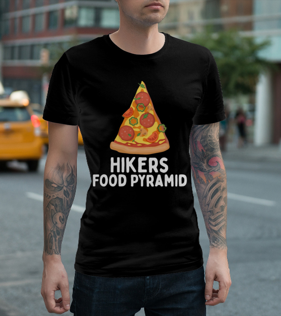Hikers Food Pyramid Pizza Slice with Pepperoni Vegetables and Cheese T-Shirt