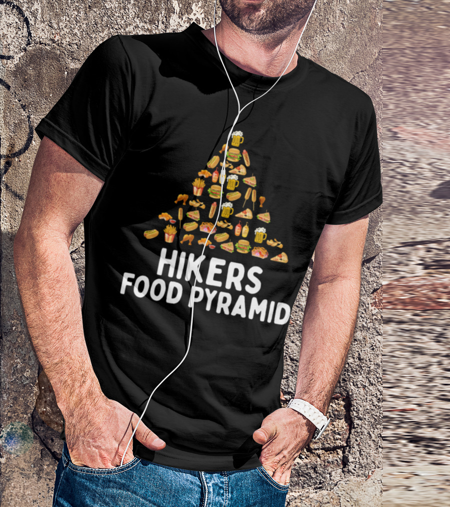 Hikers Food Pyramid With Beer, Pizza, Burgers, And Fries T-Shirt
