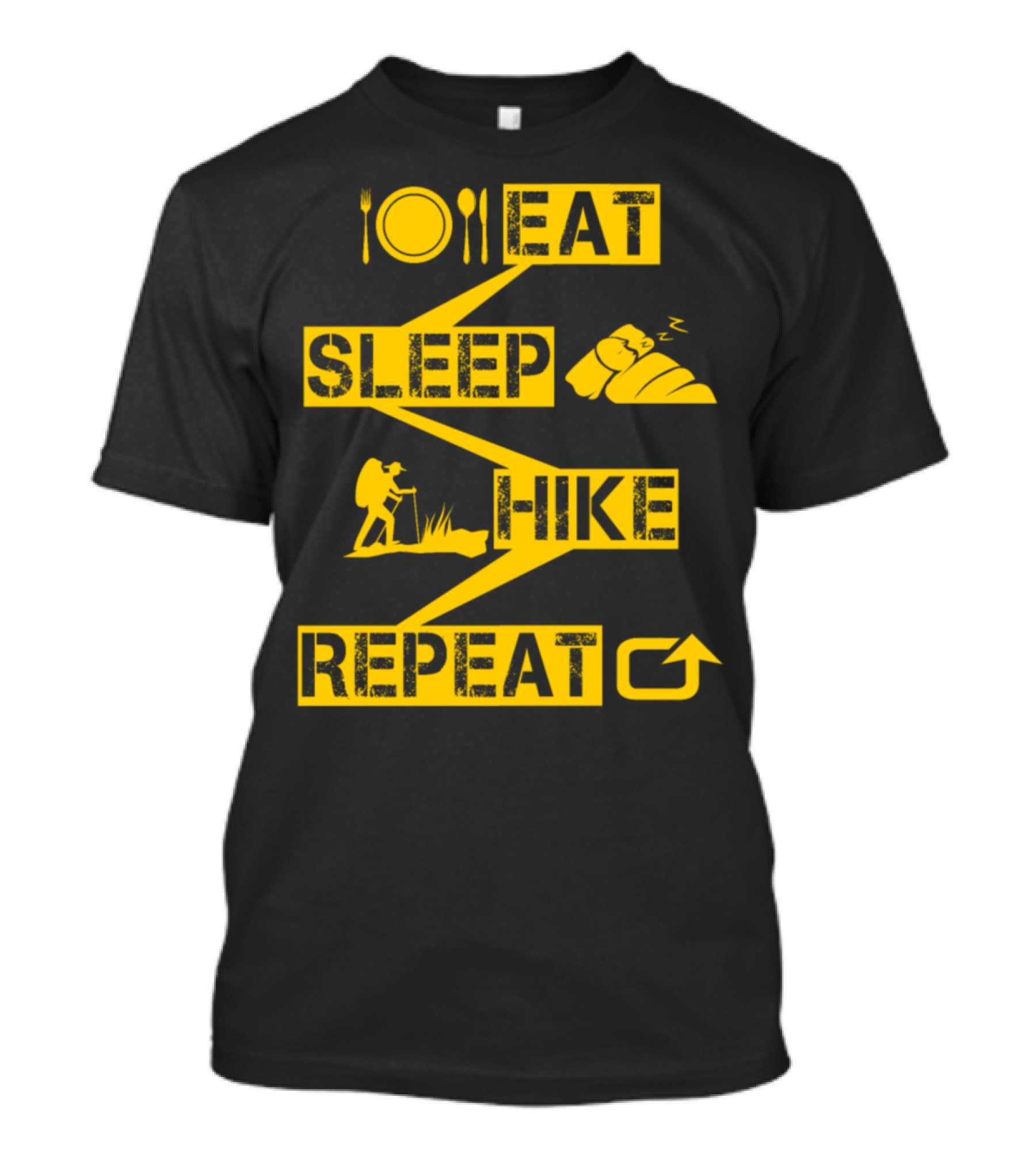 Eat Sleep Hike Repeat Adventure Motivation Icons T-Shirt