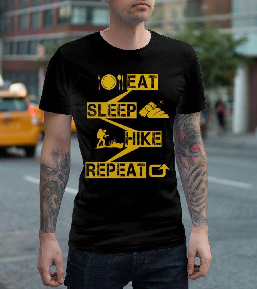 Eat Sleep Hike Repeat Adventure Motivation Icons T-Shirt
