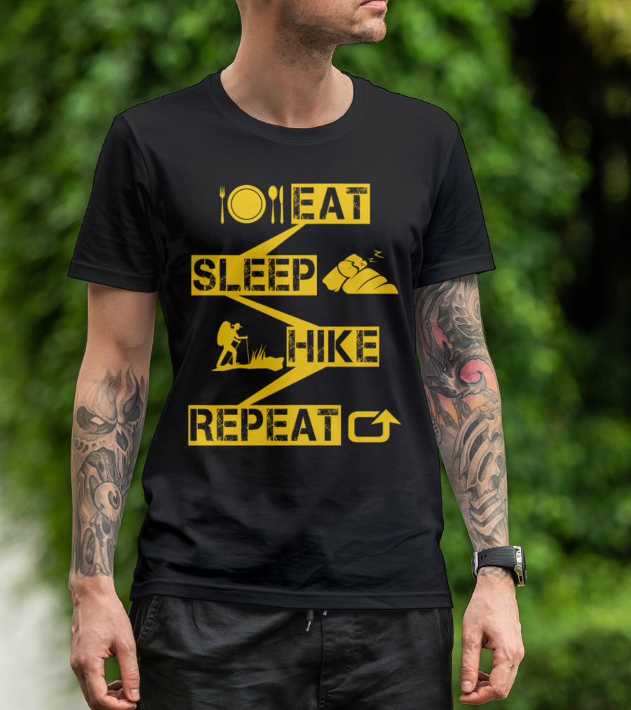 Eat Sleep Hike Repeat Adventure Motivation Icons T-Shirt