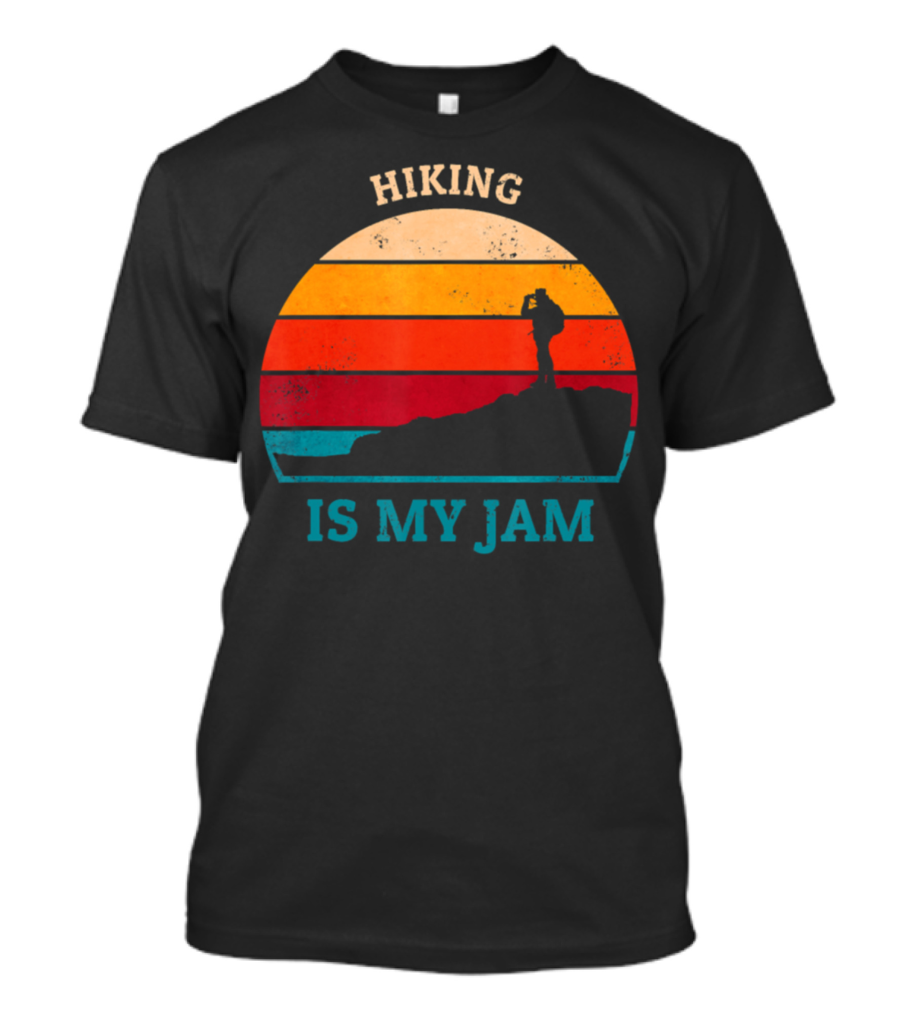 Hiking Is My Jam Vintage Sunset Silhouette Trail T-Shirt