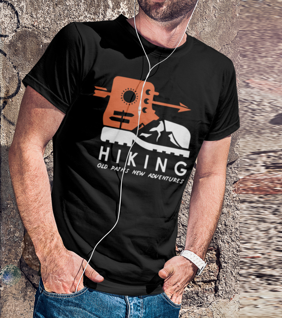 Hiking Old Paths New Adventures Mountain Boot And Arrow Emblem T-Shirt
