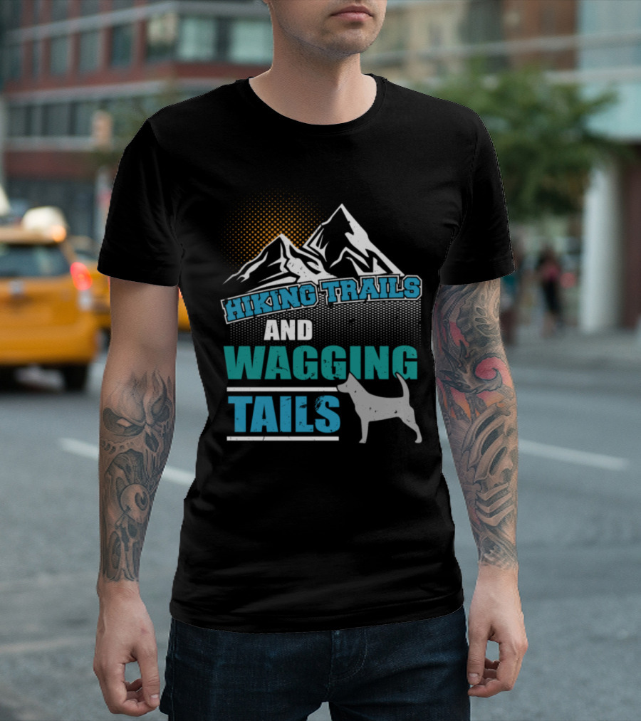 Hiking Trails And Wagging Tails Mountain Adventure Dog T-Shirt