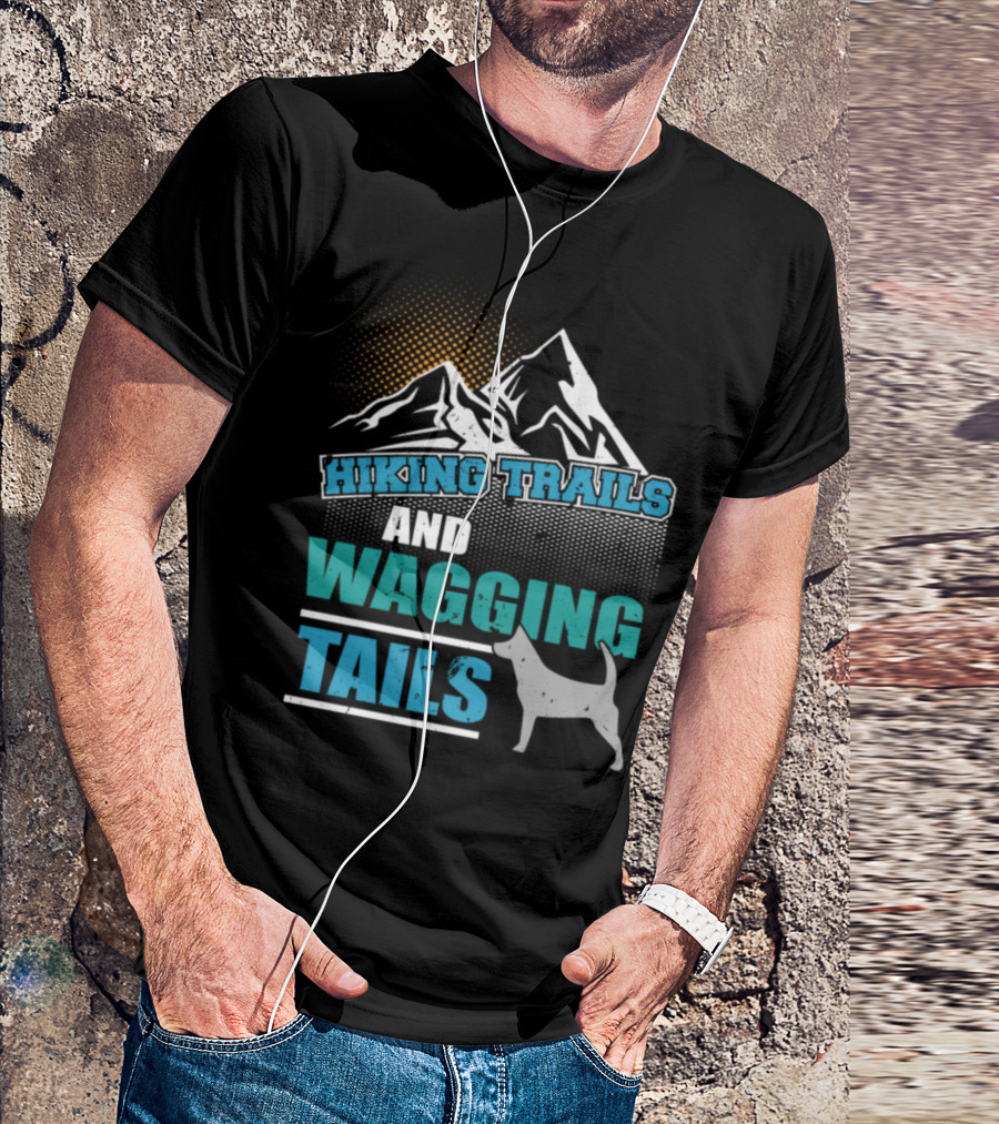 Hiking Trails And Wagging Tails Mountain Adventure Dog T-Shirt