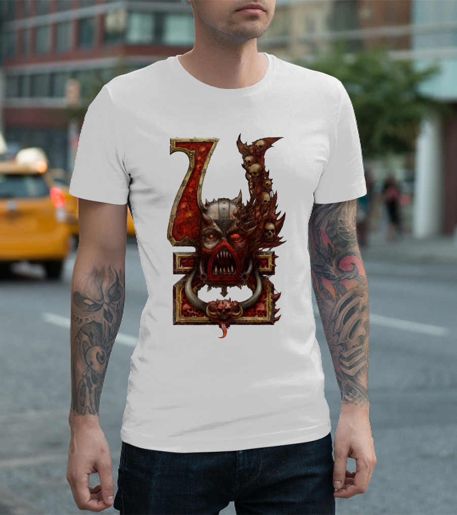 Khorne Chaos Symbol Warhammer 40K Skull Throne T-Shirt