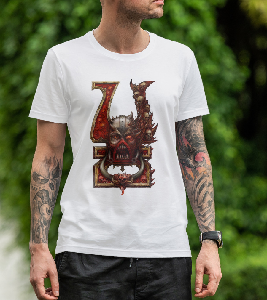 Khorne Chaos Symbol Warhammer 40K Skull Throne T-Shirt