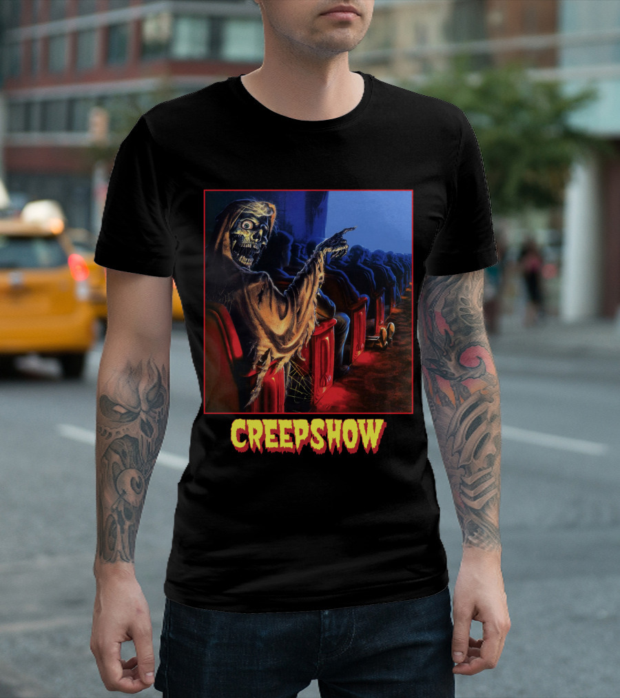 Creepshow Skeleton Ushers Menacing Audience In Theater Scene T-Shirt
